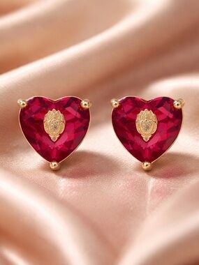 Kurt Geiger Heart Gem Stud Earrings New